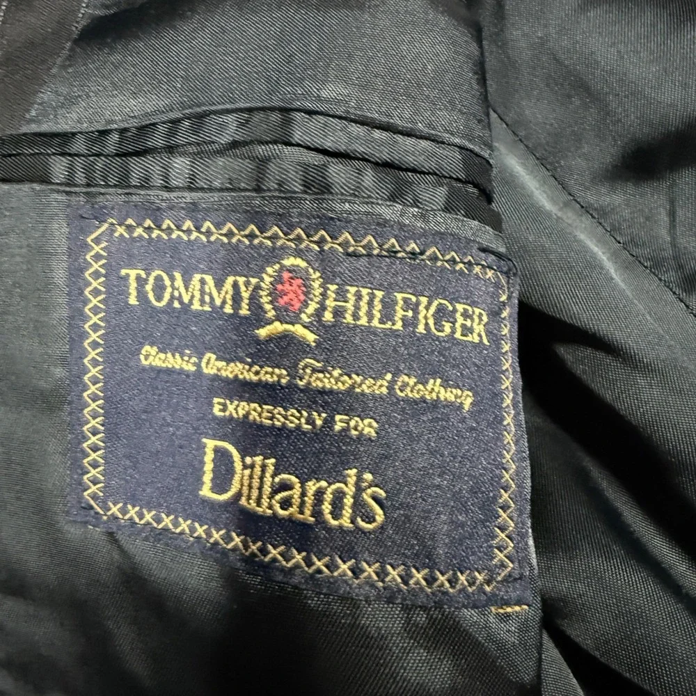Tommy Hilfiger Blazer Mens‎ 40R Navy Pinstripe Wool Suit Jacket USA Made